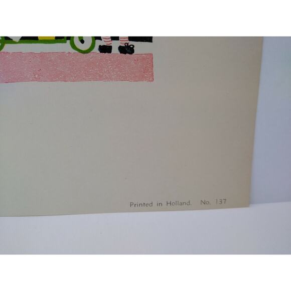 Piet Worm Art Print Children On Scooter Dog Vintage M B Z Amsterdam Holland 1951 - Picture 5 of 5